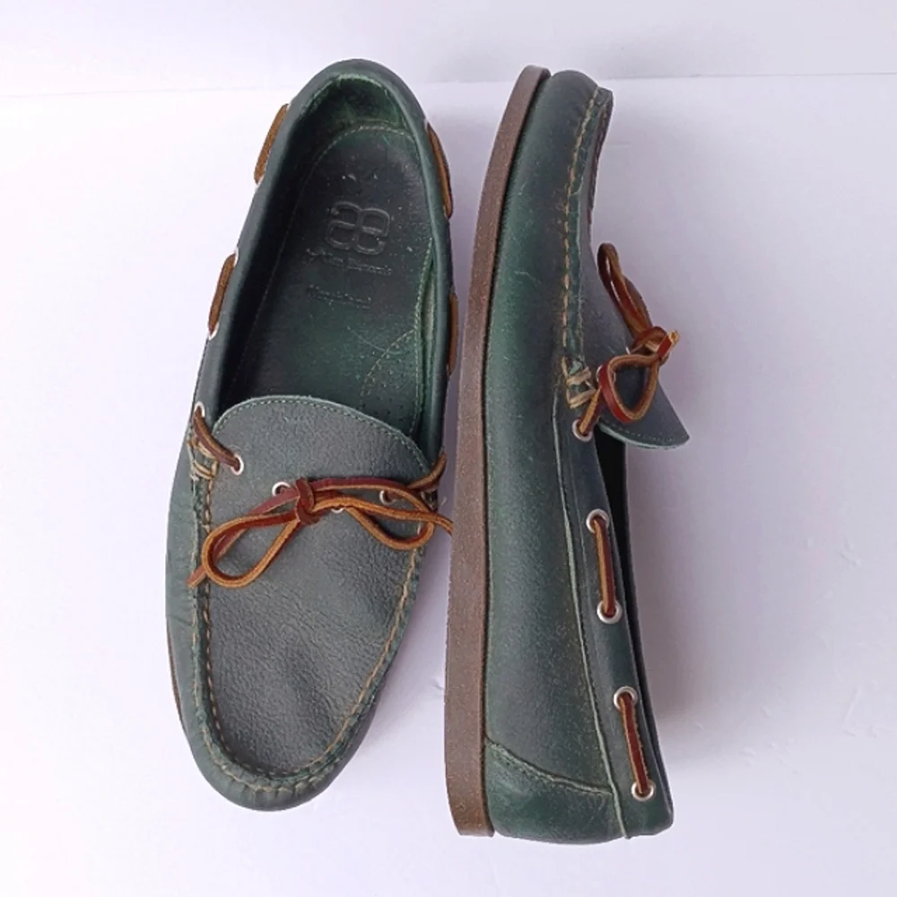 Allen Edmonds Green Northland Classic Green Leather Boat Shoes